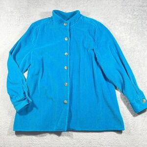 Chadwicks Corduroy Button Down Jacket Womens XL Turquoise Blue ShacketCotton